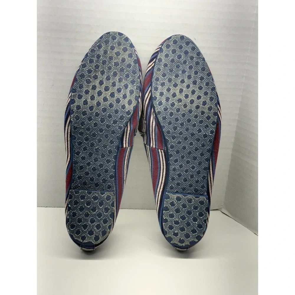 Steve Madden Women's Sz 6.5 Eltonn Multicolr Stripe Canvas Slip-On Vegan Loafers